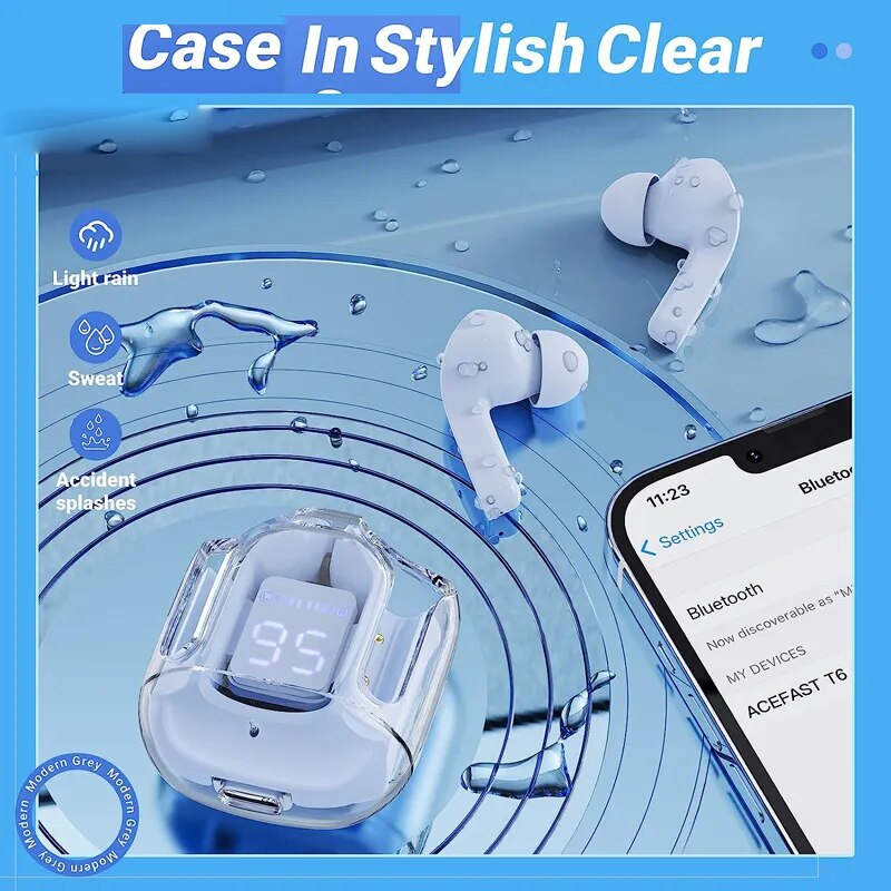 Bluetooth Headphones Crystal Earbuds